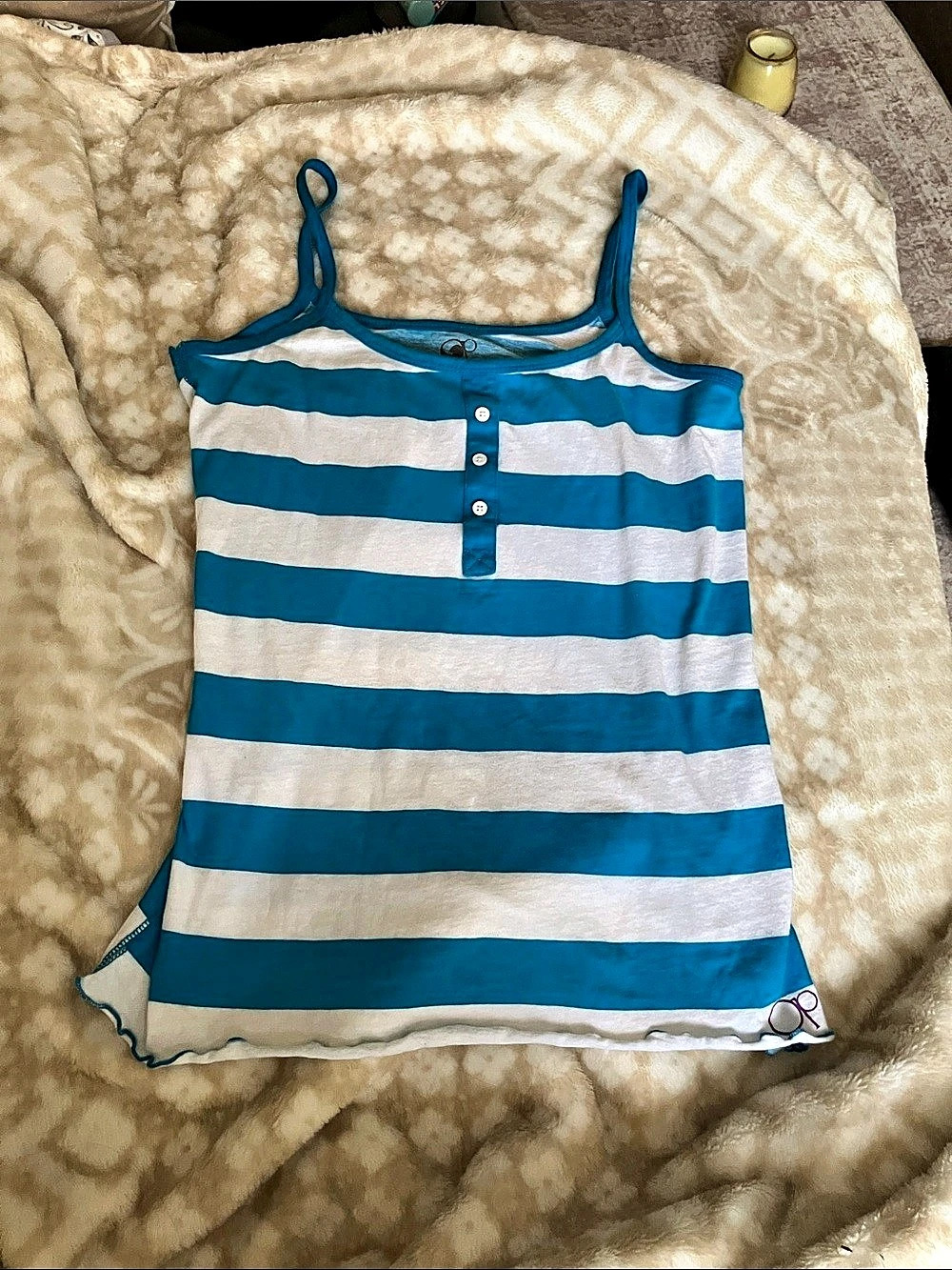 Ocean pacific Striped Tank Top in Blue & White Size medium.